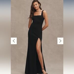 Never worn black form fitting square neck BHLDN dress